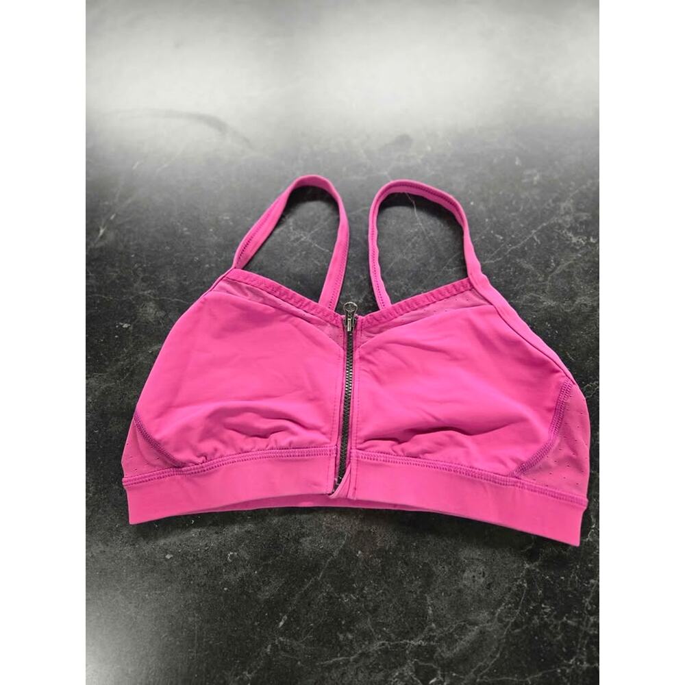 Lululemon Front-Zip Strappy Back‎ Sports Bra Mesh Pink - Size 6